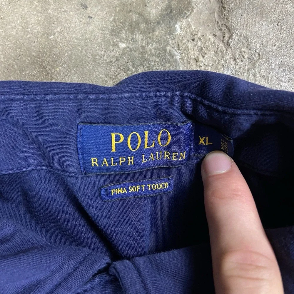 Polo Ralph Lauren Polo Shirt Size XL Navy Blue Pima Soft Touch White Pony Logo‎